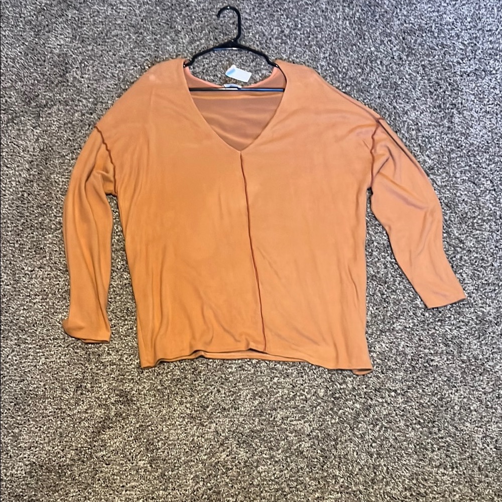 Women's Orange V-Neck Top